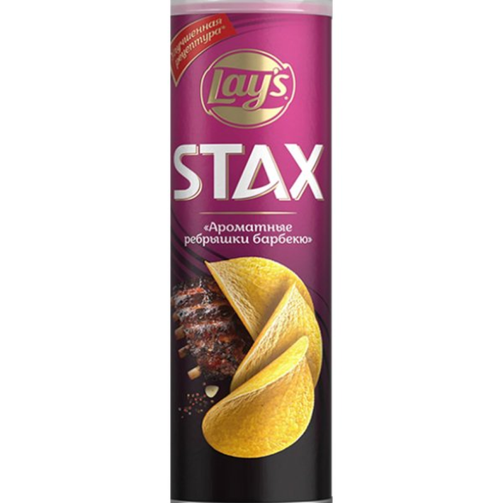 ЧИПСЫ LAY'S STAX АРОМАТНЫЕ РЕБРЫШКИ БАРБЕКЮ 140ГР