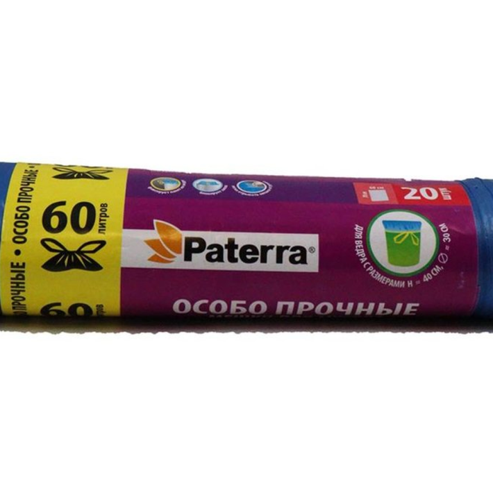 МЕШКИ ДЛЯ МУСОРА ОСОБО ПРОЧНЫЕ 60 Л С ЗАВЯЗКАМИ 106-006