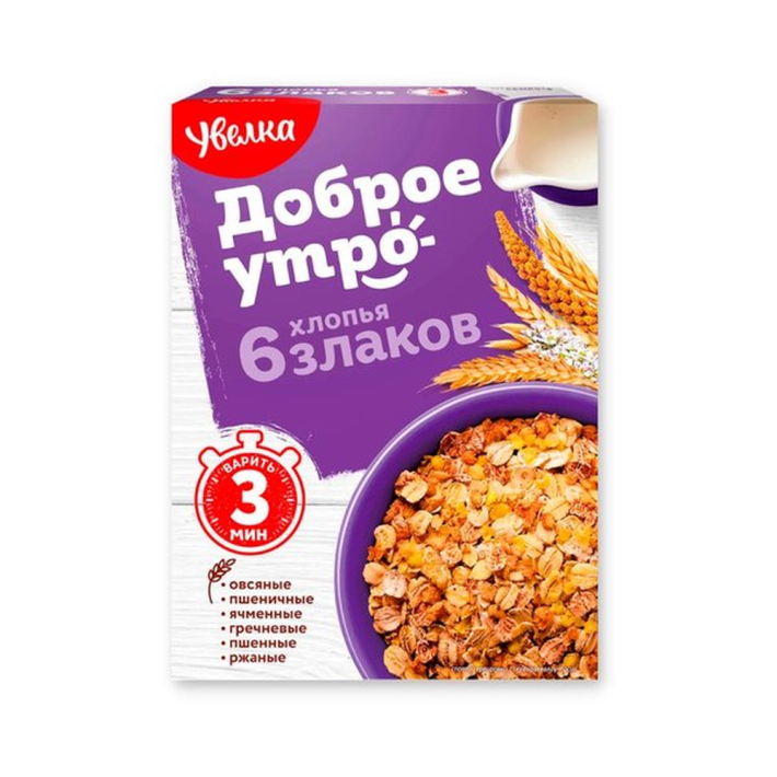 Хлопья Увелка овсяные 6 зерен 350 г
