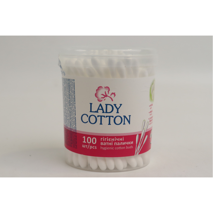 Палочки ватные Lady Cotton в круг банке 100 шт