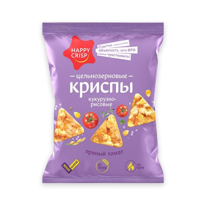 КРИСПЫ HAPPY CRISP ПРЯНЫЙ ТОМАТ КУКУРУЗНО РИСОВЫЕ ЦЕЛЬНОЗЕРН 50ГР