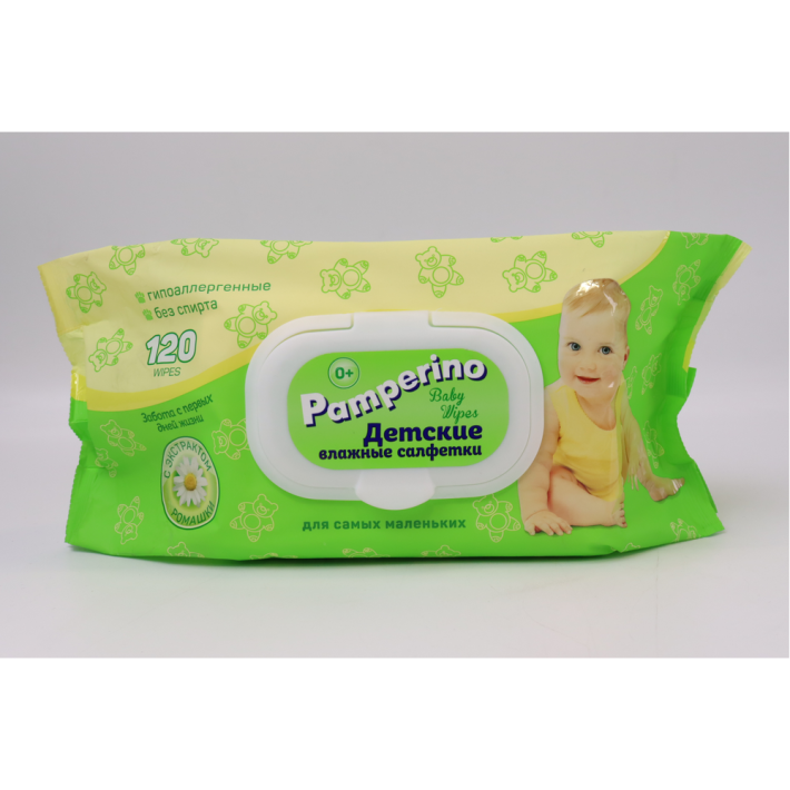 ВЛАЖНЫЕ САЛФЕТКИ PAMPERINO ДЕТСКИЕ С РОМАШКОЙ 120ШТ 72175
