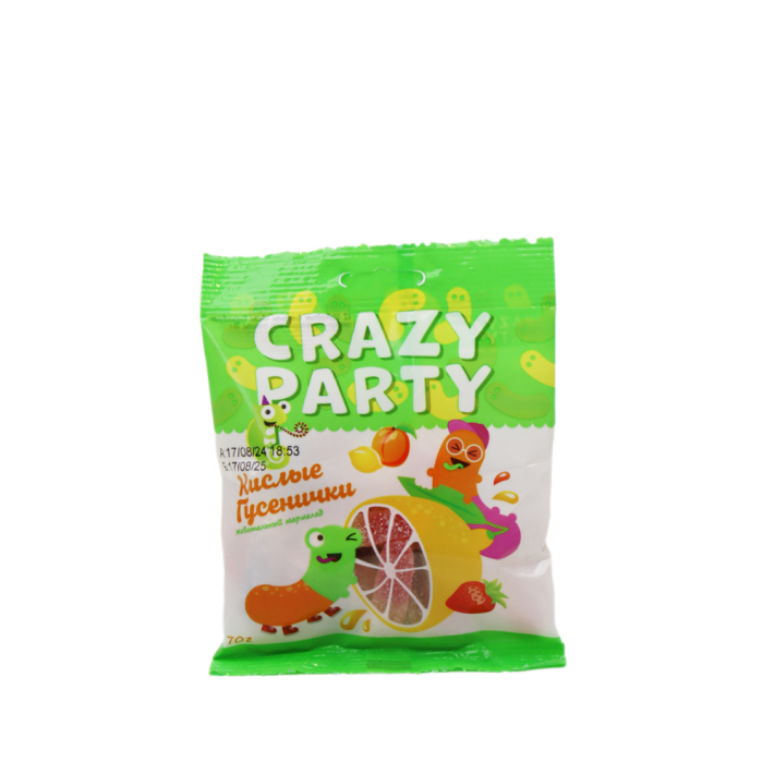 МАРМЕЛАД ЖЕВАТЕЛЬНЫЙ CRAZY PARTY КИСЛЫЕ ГУСЕНИЧКИ 70ГР