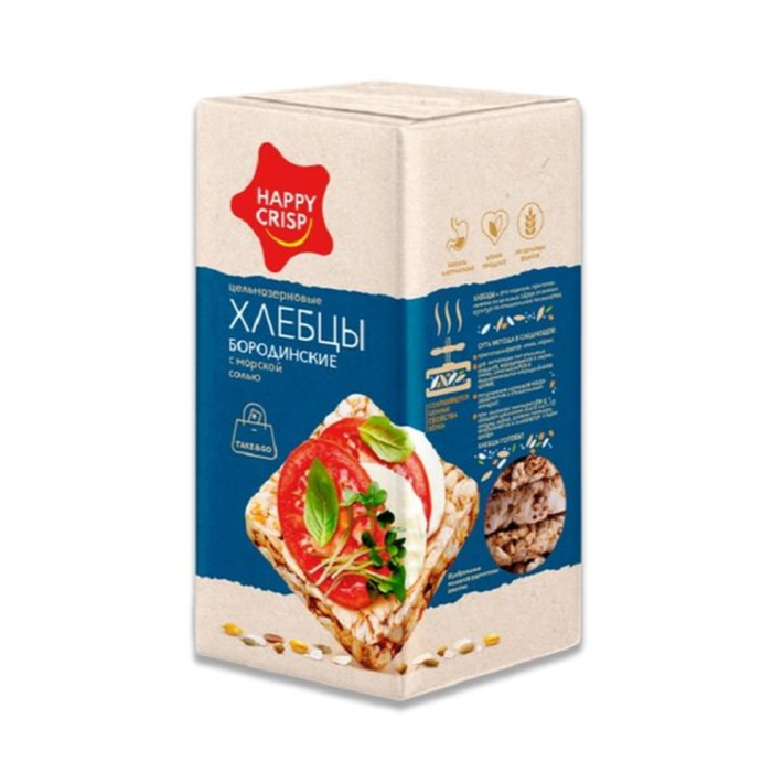 ХЛЕБЦЫ HAPPY CRISP БОРОДИНСКИЕ С МОРСКОЙ СОЛЬЮ 60ГР