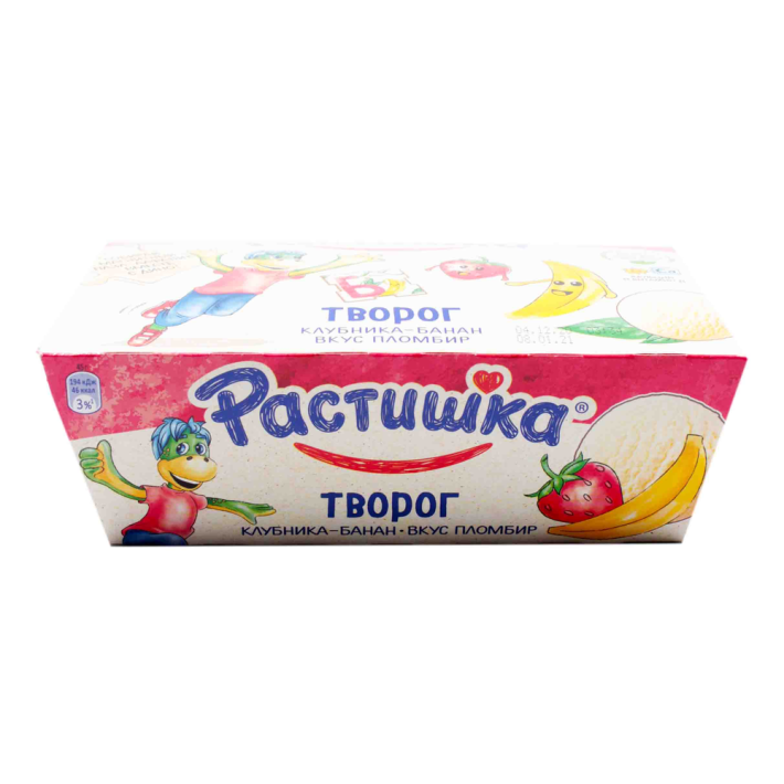 Творожок Растишка клубника-банан и вкус пломбира 45 г