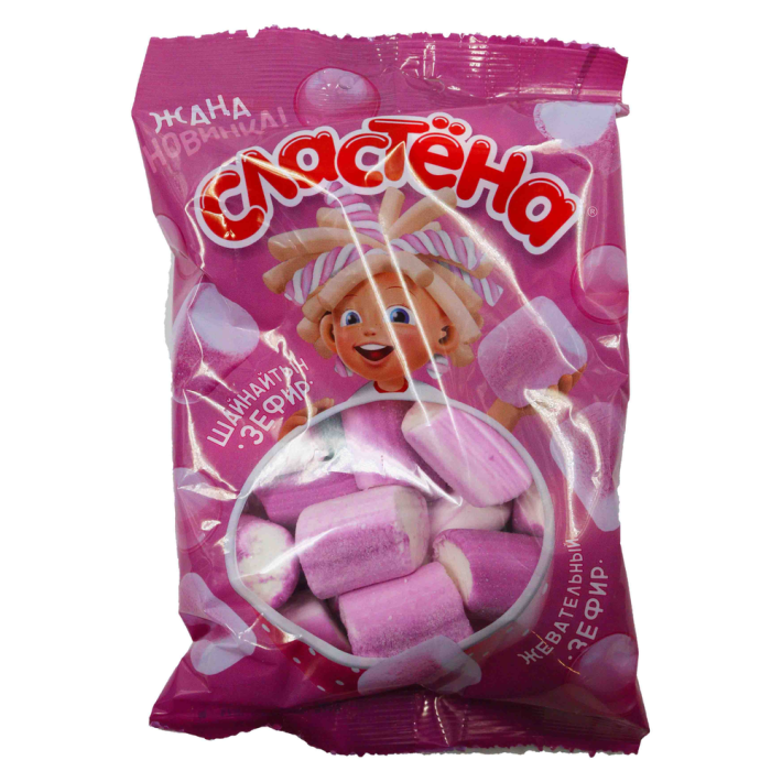 ЖЕВАТЕЛЬНЫЙ ЗЕФИР СЛАТЁНА СО ВКУСОМ BUBBLE GUM 75ГР
