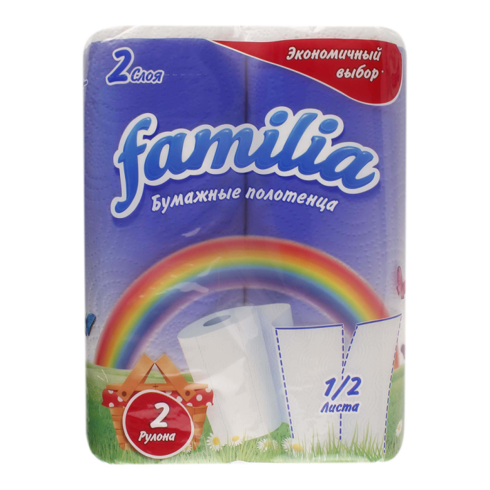 Полотенце бумажная Familia rainbow 2х слойное 2 рулона