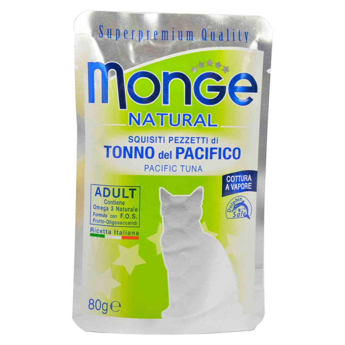 Лакомства Monge кусочки для кошек Тунец в желе 80 г