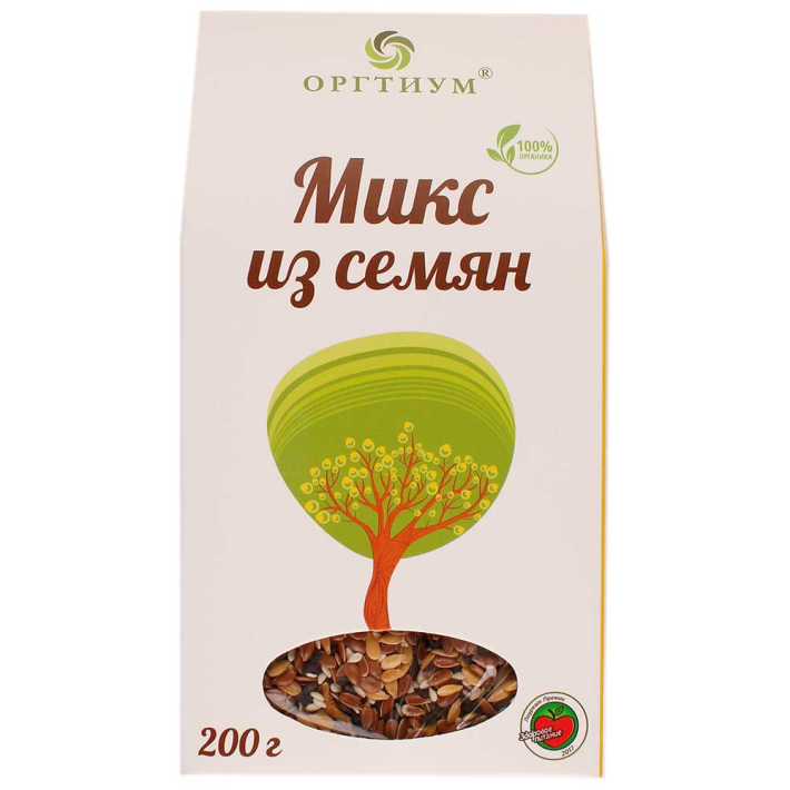 Микс из семян Оргтиум лена, темного и светлого кунжута, тыквенных и подсолнечных семечек 200 гр