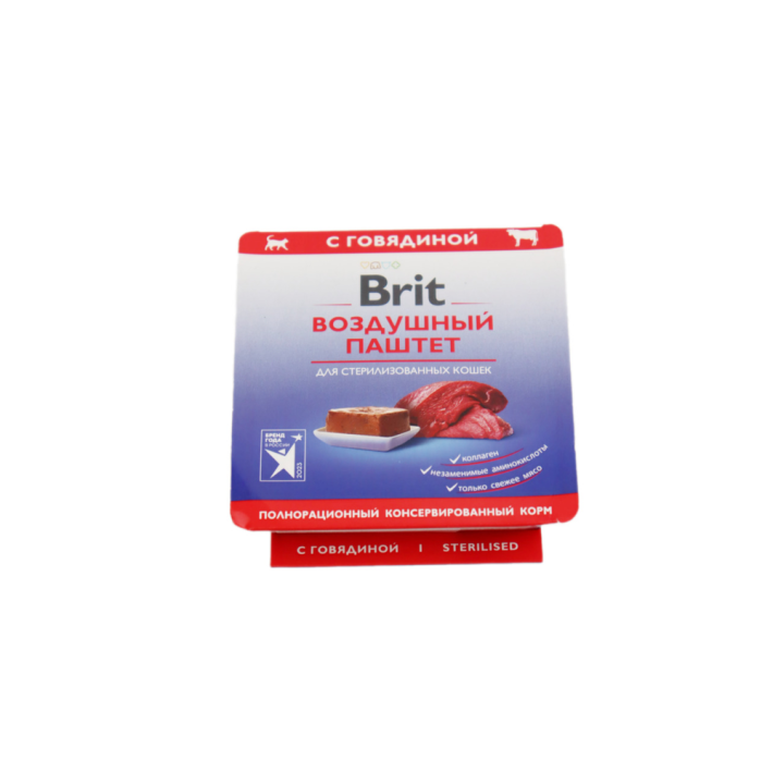 ПАШТЕТ Д/СТЕРИЛИЗОВАН КОШЕК BRIT PREMIUM ВОЗДУШ ГОВЯДИН 100Г