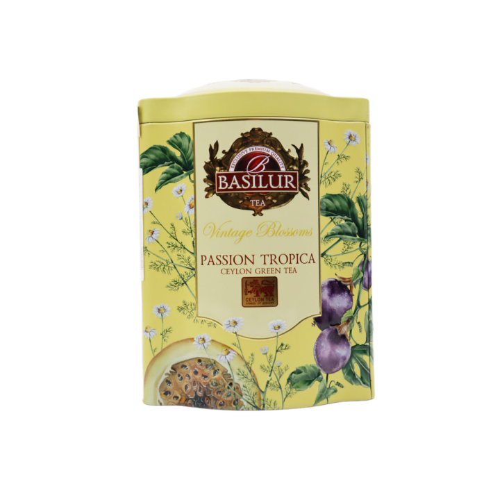 ЧАЙ BASILUR VINTAGE BLOSSOMS PASSION TROPICA ЗЕЛ ЛИС Ж\Б 100ГР