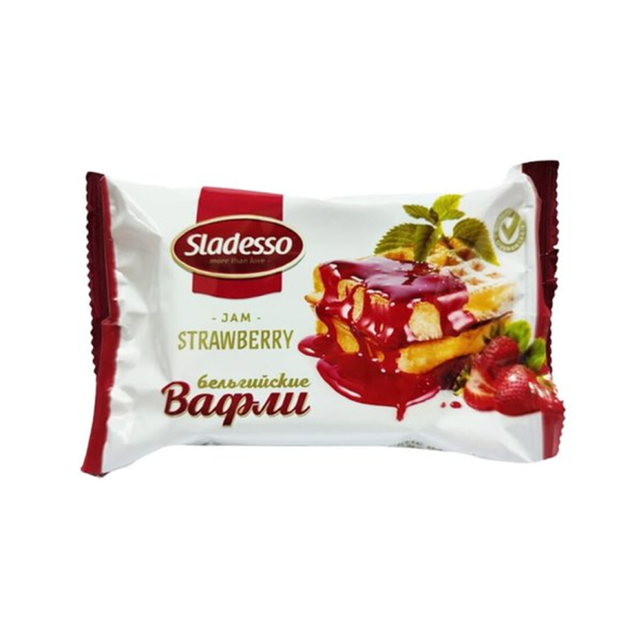 ВАФЛИ БЕЛЬГИЙСКИЕ SLADESSO СО ВКУСОМ КЛУБНИКИ 75ГР