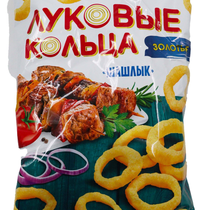 СНЕКИ ХРУСТЯЩИЕ ЛУКОВЫЕ КОЛЬЦА ЗОЛОТЫЕ СО ВКУСОМ ШАШЛЫКА 100ГР