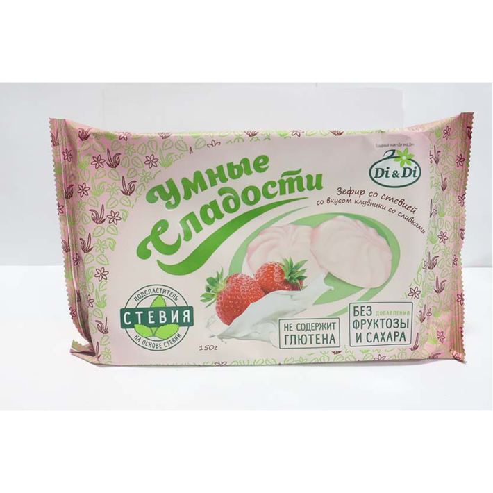 Зефир Умные сладости со стевией клубника со сливами без глютена 150 г