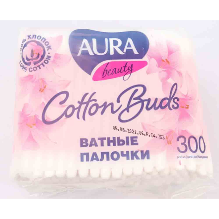 Ватные палочки Aura пакет 300 шт