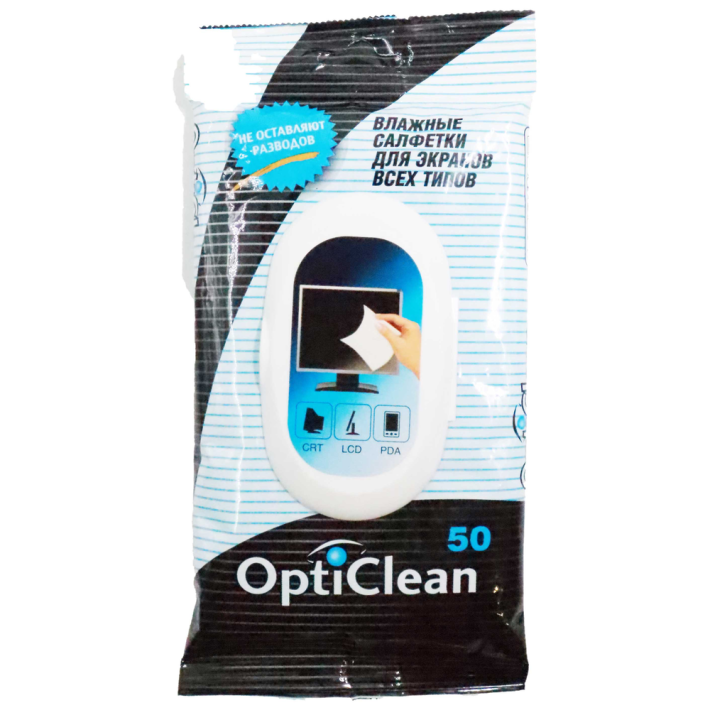ВЛАЖНЫЕ САЛФЕТКИ OPTICLEAN ДЛЯ ЭКРАНОВ ВСЕХ ТИПОВ 50ШТ 72015
