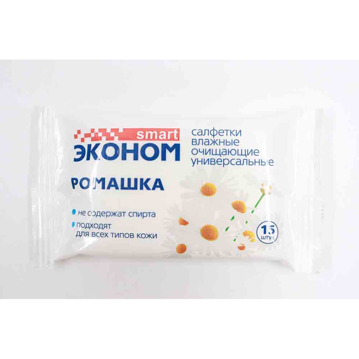 Салфетки эконом smart влажные ромашка 15 шт