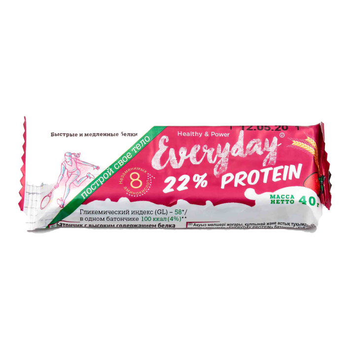 Протеиновый батончик 22% PROTEIN клубника со злаками 40 г