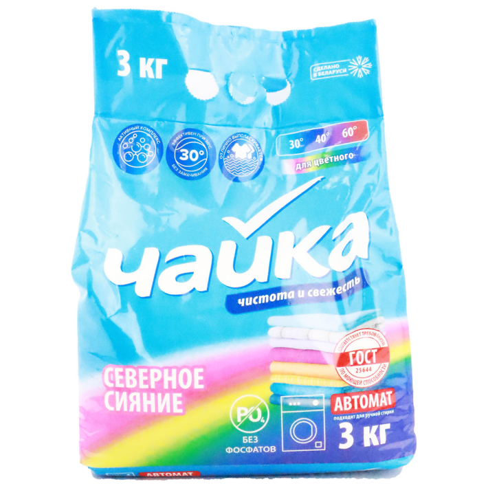 СТИРАЛЬНЫЙ ПОРОШОК ЧАЙКА СЕВЕРНОЕ СИЯНИЕ Д/ЦВЕТН БЕЛЬЯ 3КГ
