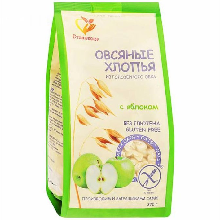 ХЛОПЬЯ ОВСЯНЫЕ ИЗ ГОЛОЗЕР ОВСА БЕЗ ГЛЮТЕНА С ДОБ ЯБЛОКА 375ГР