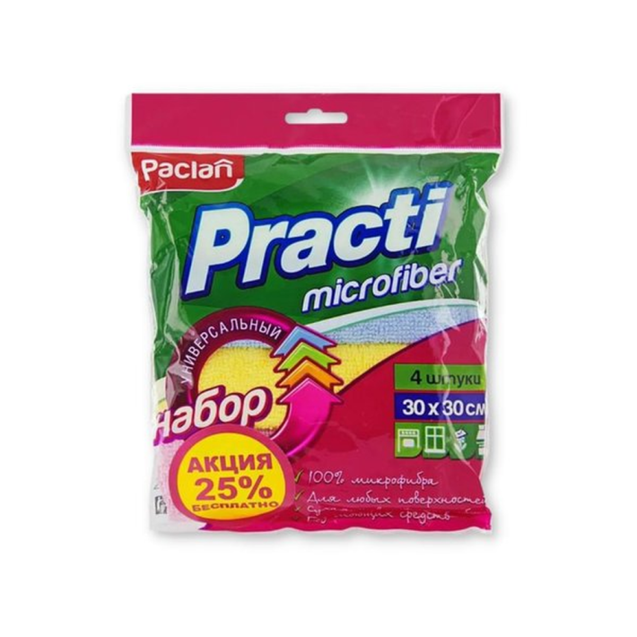 Салфетка Paclan рracti micro микрофибра 30*30 см 4 шт