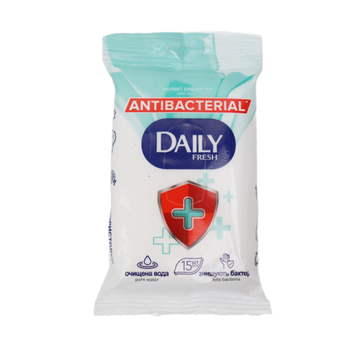 САЛФЕТКИ ВЛАЖНЫЕ DAILY FRESH ANTIBACTERIAL 15ШТ