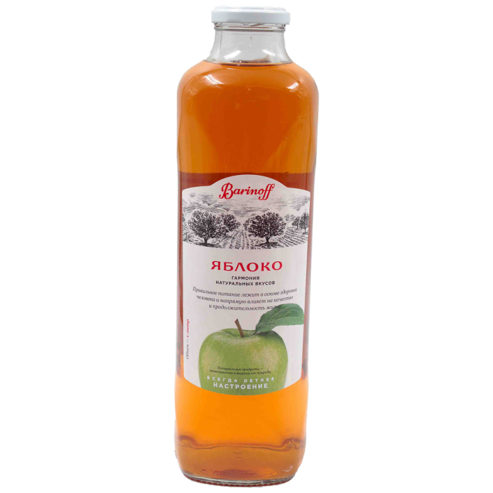 Сок Barinoff яблочный осветленный стеклянная бутылка 1 л