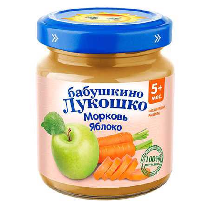 Пюре Бабушкино Лукошко Морковь Яблоко с 5 месяцев, 100 г