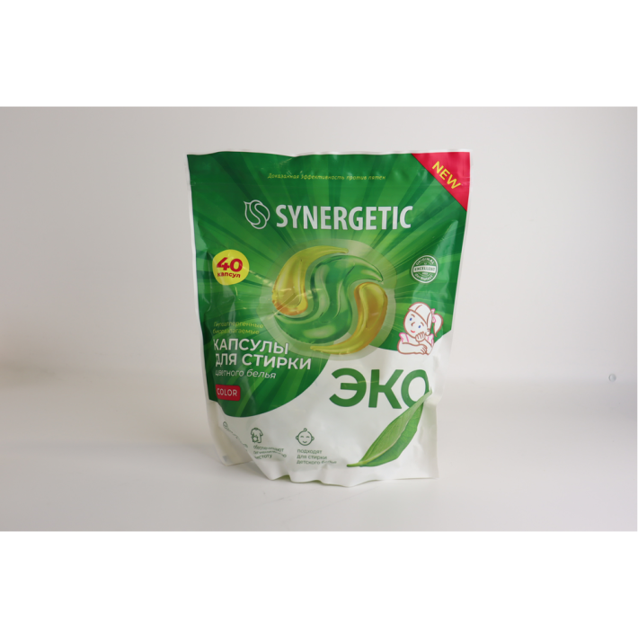 КАПСУЛЫ Д/СТИРКИ SYNERGETIC COLOR ГИПОАЛЛЕРГЕННЫЕ 40ШТ