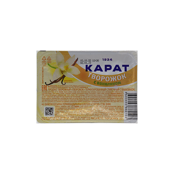 Творожок Карат сливочный с ванилином 10% 230 г