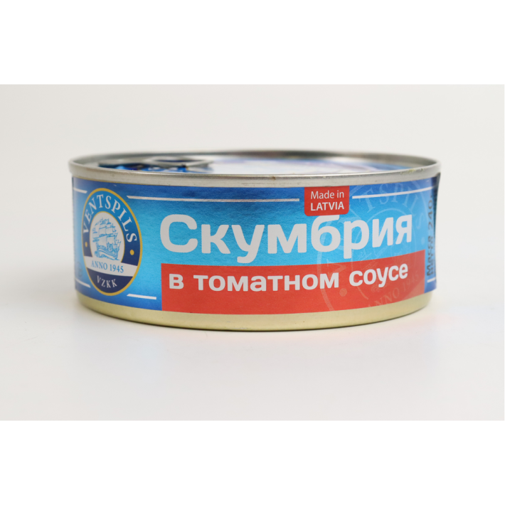 СКУМБРИЯ В ТОМАТНОМ СОУСЕ С КЛЮЧИКОМ VENTSPIL 240ГР