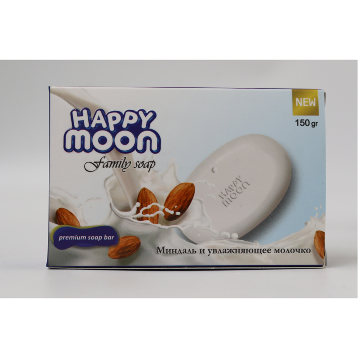 МЫЛО ТУАЛЕТНОЕ HAPPY MOON НАТУР. МИНДАЛЬ/УВЛ. МОЛОЧКО 150ГР