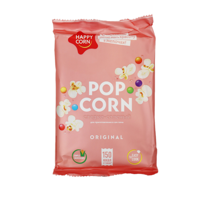 ПОПКОРН HAPPY CORN Д/СВЧ СЛАДКО/СОЛЁНЫЙ 100ГР