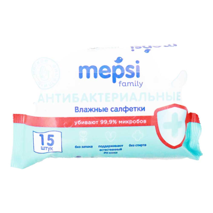 ВЛАЖНЫЕ АНТИБАКТЕРИАЛЬНЫЕ ОЧИЩАЮЩИЕ САЛФЕТКИ MEPSI 15ШТ