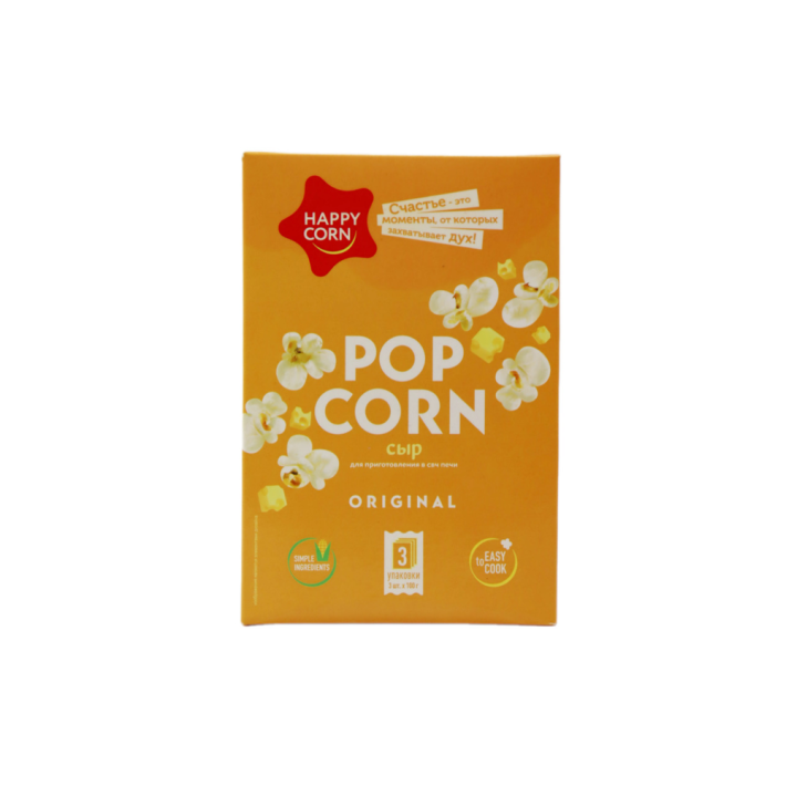 ПОПКОРН HAPPY CORN Д/СВЧ С СЫРОМ 3В1 300ГР