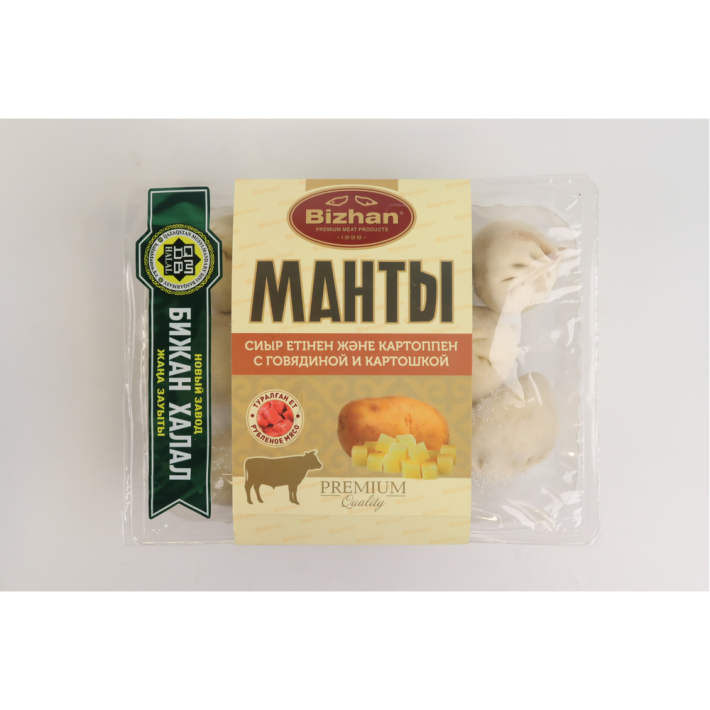 МАНТЫ БИЖАН С ГОВЯДИНОЙ И КАРТОШКОЙ 500ГР