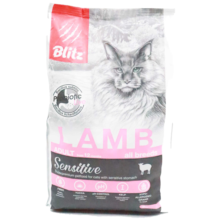 СУХОЙ КОРМ Д/ВЗРОСЛЫХ КОШЕК BLITZ ADULT CATS LAMB С ЯГНЕНКОМ 2КГ