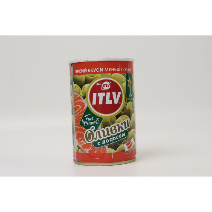 ОЛИВКИ ITLV ЗЕЛЕНЫЕ С ЛОСОСЕМ Ж/Б 300ГР