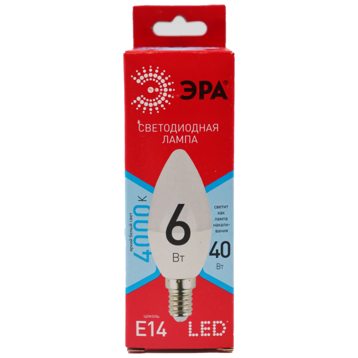 ЛАМПОЧКА СВЕТОДИОДНАЯ ЭРА RED LINE LED B35-6W-840-E14 R E14 / Е14 6 ВТ СВЕЧА НЕЙТРАЛЬНЫЙ БЕЛЫЙ СВЕТ