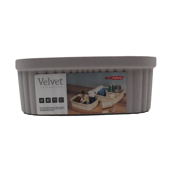 ЛОТОК БЫТПЛАСТ VELVET 190Х150Х70ММ СВЕТЛО-СЕРЫЙ ФЛЭК 1,45Л 433239038