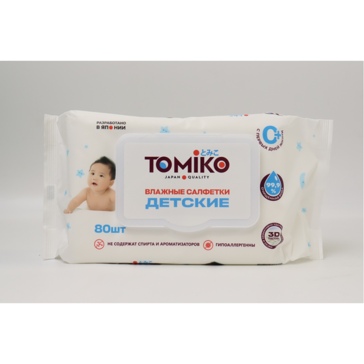 САЛФЕТКИ ВЛАЖНЫЕ ДЕТСКИЕ TOMIKO 80ШТ