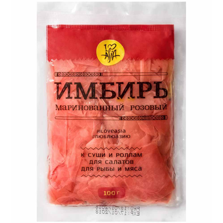 ИМБИРЬ МАРИНОВАННЫЙ РОЗОВЫЙ 100Г I LOVE ASIA П/Э УПАК