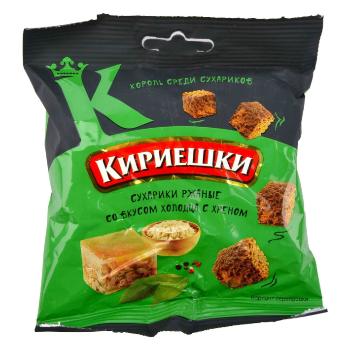 Кириешки ржаные солёные со вкусом холодец с хреном 40 г