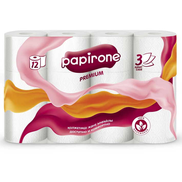 Бумага туалетная papirone 3 слоя 12 шт