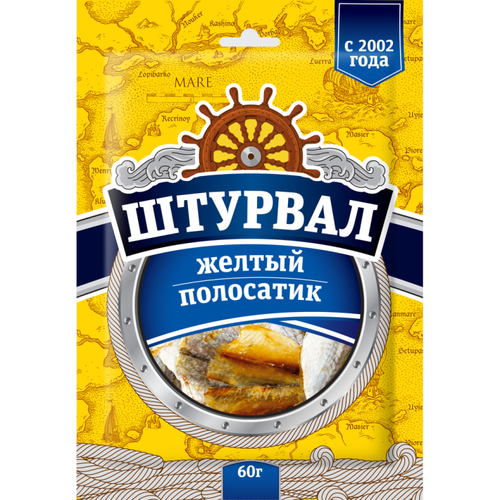 ЖЕЛТЫЙ ПОЛОСАТИК ШТУРВАЛ СОЛЕНО/СУШЕНЫЙ 60ГР