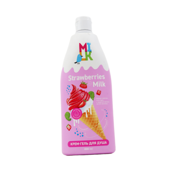ГЕЛЬ- КРЕМ Д/ДУША MILK МОЛОКО И ЗЕМЛЯНИКА 800МЛ