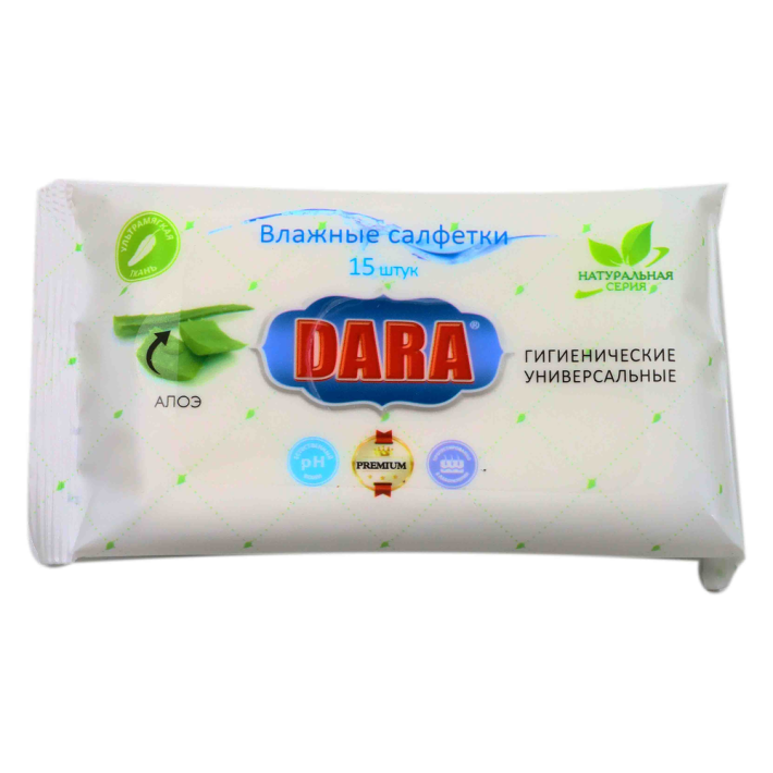 Салфетки влажные Dara алоэ 15 шт