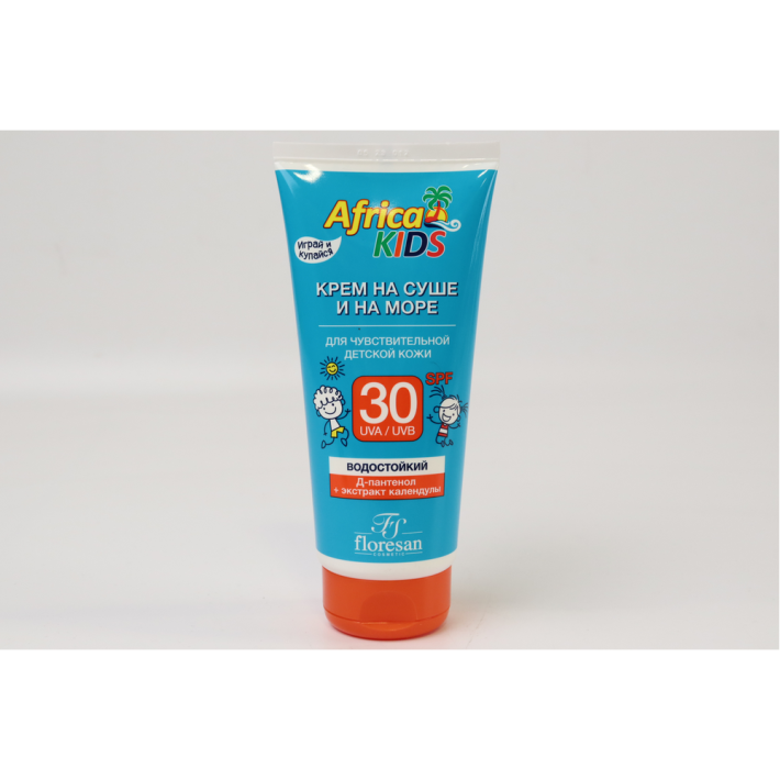 КРЕМ FLORESAN Ф-410 НА СУШЕ И НА МОРЕ, Д/ЧУВСТВ ДЕТС КОЖИ SPF 30 AFRICA KIDS 150МЛ
