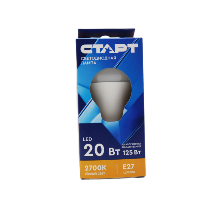 Лампа светодиодныйная старт led gls e27 20w 30, теплый /10/60