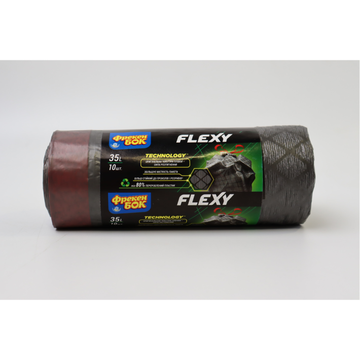 ПАКЕТ Д/МУСОРА ФРЕКЕН БОК ПОЛИЭТИЛЕН С ЗАТЯЖ FLEXY 35Л 10ШТ